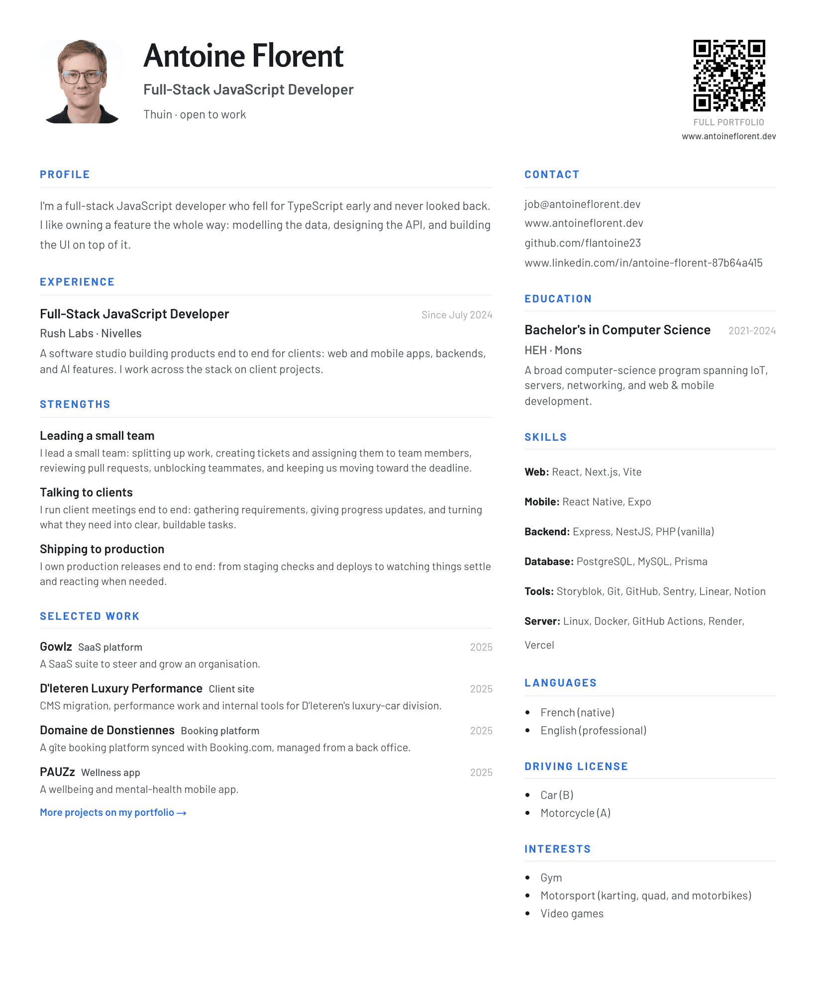 Antoine Florent résumé